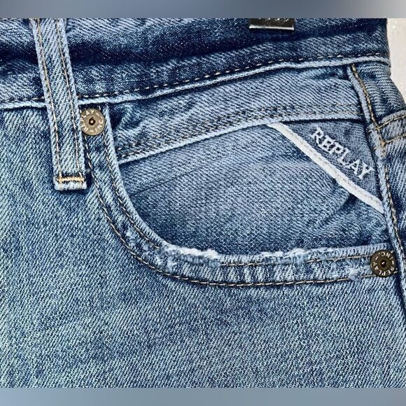 Replay Jeans Women's Size 25 Bermuda Shorts distressed Button Fly Denim skater - Picture 5 of 5
